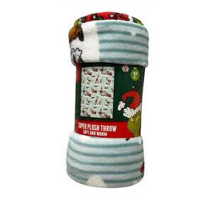 The Grinch Super Plush Throw Blanket NEW Dr Seuss Soft Warm 46” X 60”